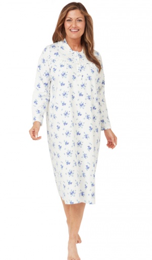 Marlon Floral Collared Brushed Cotton Nightdress